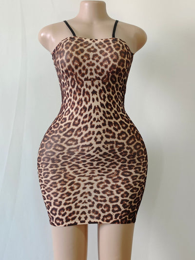 Leopard print series women's skin color print leopard print jumpsuit stockings sexy lingerie mesh clothing