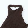 European and American style women's new open design texture long neck hanging dress