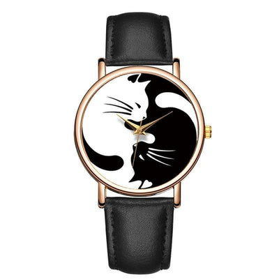 Black And White Cat Design Creative Watch For Women