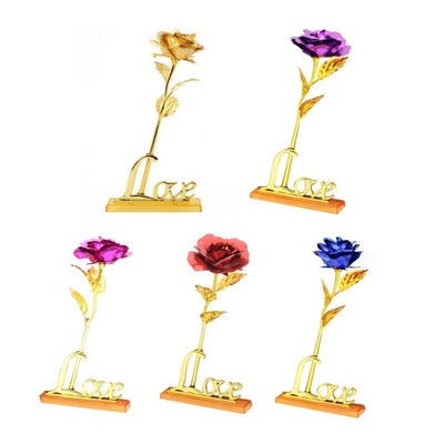 24K Foil Plated Rose Gold Rose Wedding Decoration Flower Valentine's Day Gift Lover's Rose Artificial Only