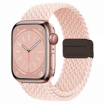 For Apple Watch Series 7 45mm Nylon Woven Magnetic Fold Buckle Watch