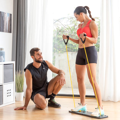 Push-Up Board with Resistance Bands and Exercise Guide Pulsher