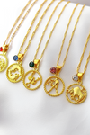 18K Zodiac Sign and Birthstone Necklace