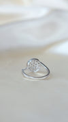 925 Silver Diamond Button Statement Ring